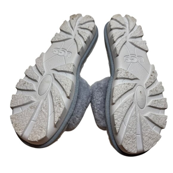 ✨ UGG Fluff Slippers – Gray Fuzzy Slide – Women’s Size 6 ✨ - Picture 3 of 4